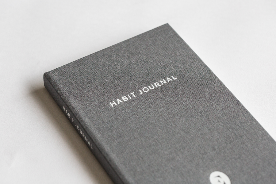 Closeup of Dark Grey Hardcover Evergreen Journals Habit Journal